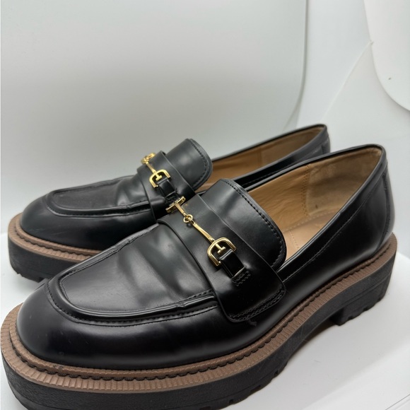 Sam Edelman Black Loafers with Gold Accents - Picture 1 of 12